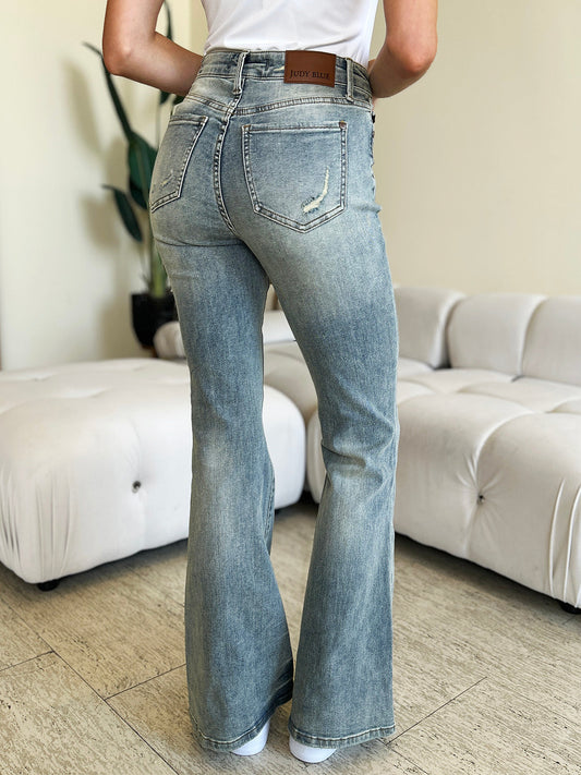 Stilla | Blå Full Size Høj Talje Flare Jeans