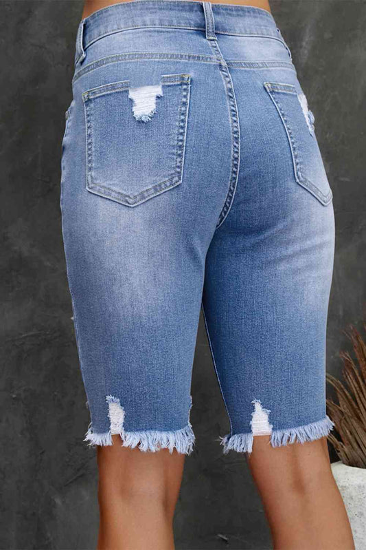 Stilla | Flossede Kant Denim Bermuda Shorts