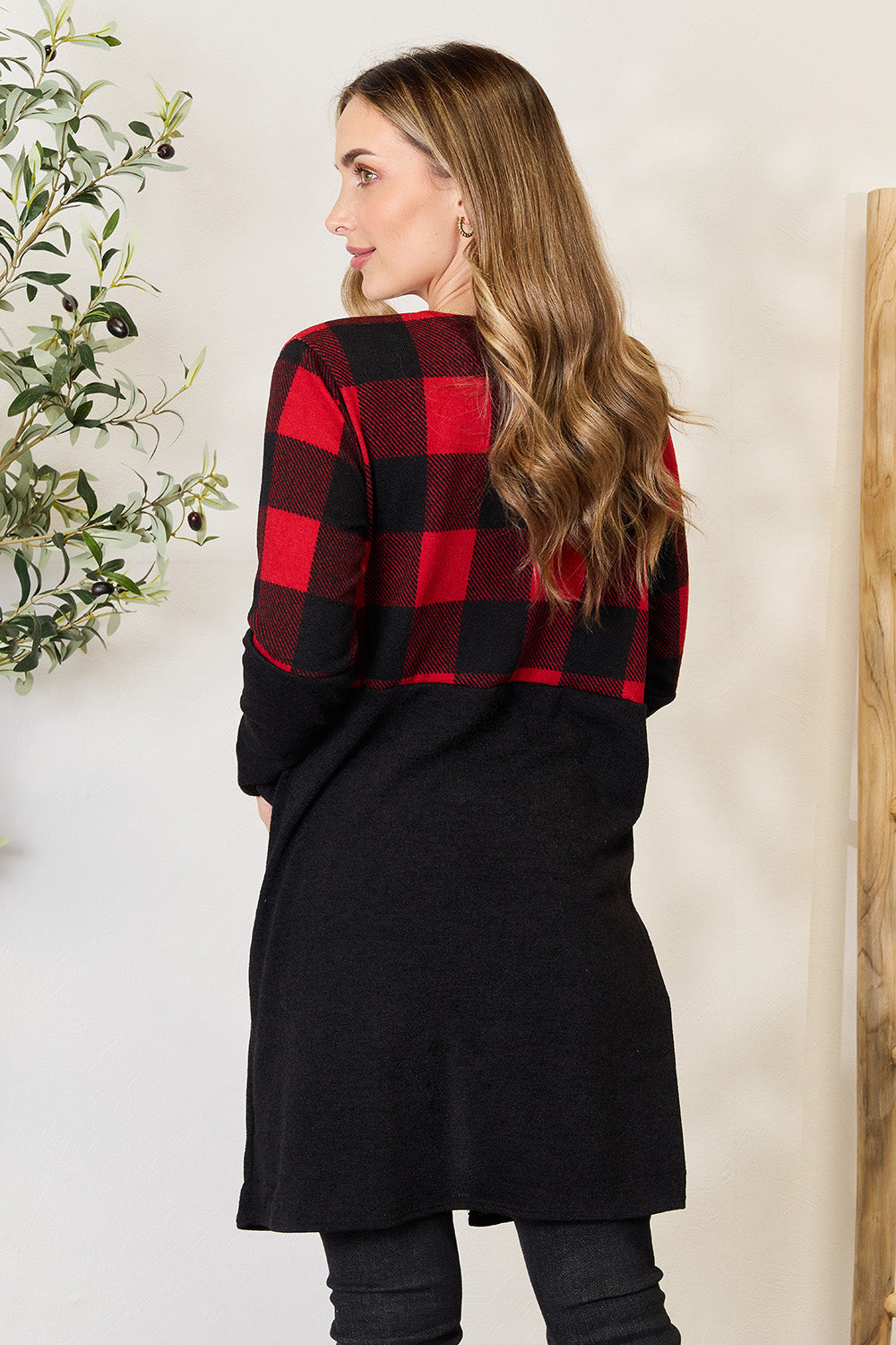 Stilla | Full Size Plaid Åben Front Cardigan
