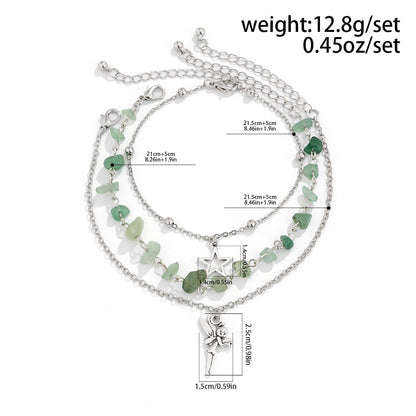 Bohemia 3 Stykker Elf Stjerne Charm Turkis Ankelkæde Sæt