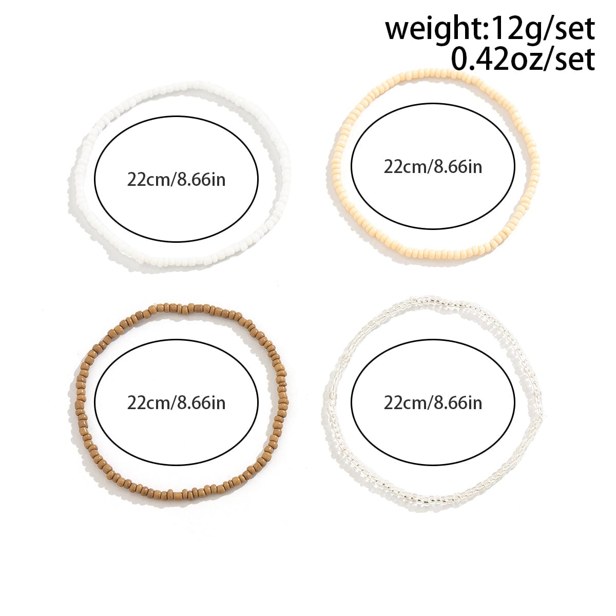 Bohemia 4Pcs Krystal Perle Stapelbare Ankel Sæt