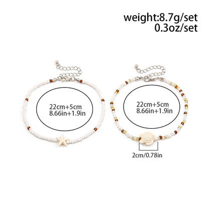 Bohemia Skildpadde Sæstjerne Charms Frøperler Ankel Sæt