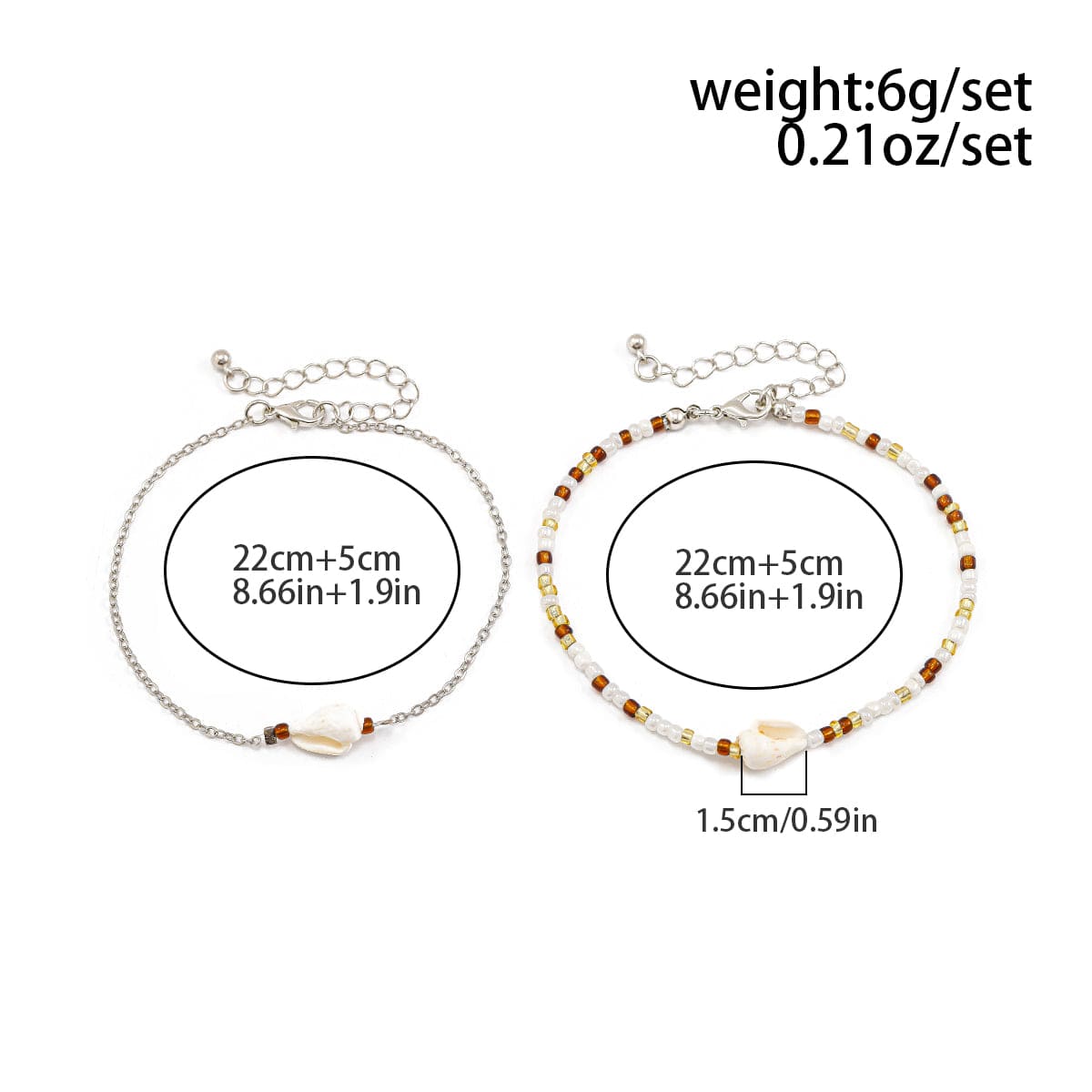 Boho 2Pcs Skald Charm Perle Curb Kæde Ankel Sæt