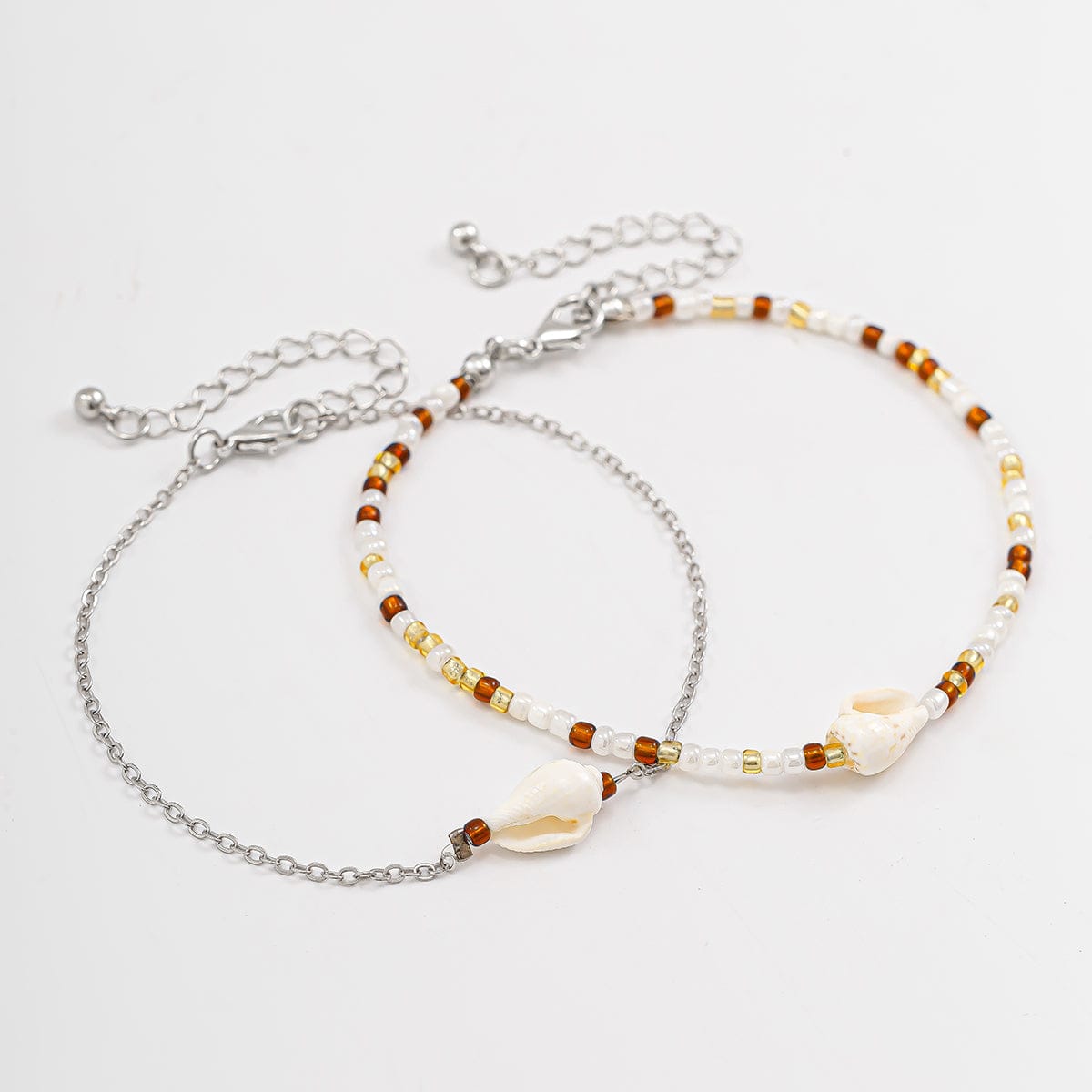 Boho 2Pcs Skald Charm Perle Curb Kæde Ankel Sæt