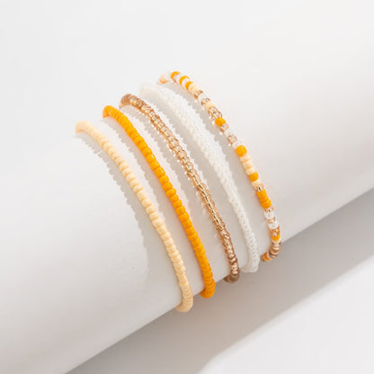 Boho Delikat Lagdelt Krystal Frø Perle Anklet Sæt