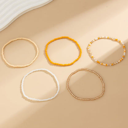 Boho Delikat Lagdelt Krystal Frø Perle Anklet Sæt