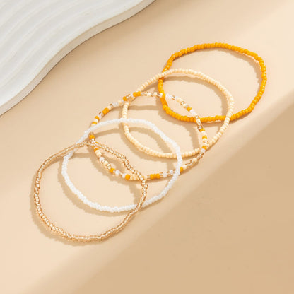 Boho Delikat Lagdelt Krystal Frø Perle Anklet Sæt