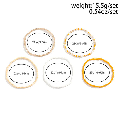 Boho Delikat Lagdelt Krystal Frø Perle Anklet Sæt