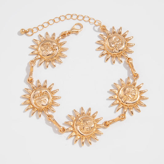 Boho Guld Sølvbelagt Sol Ankelkæde