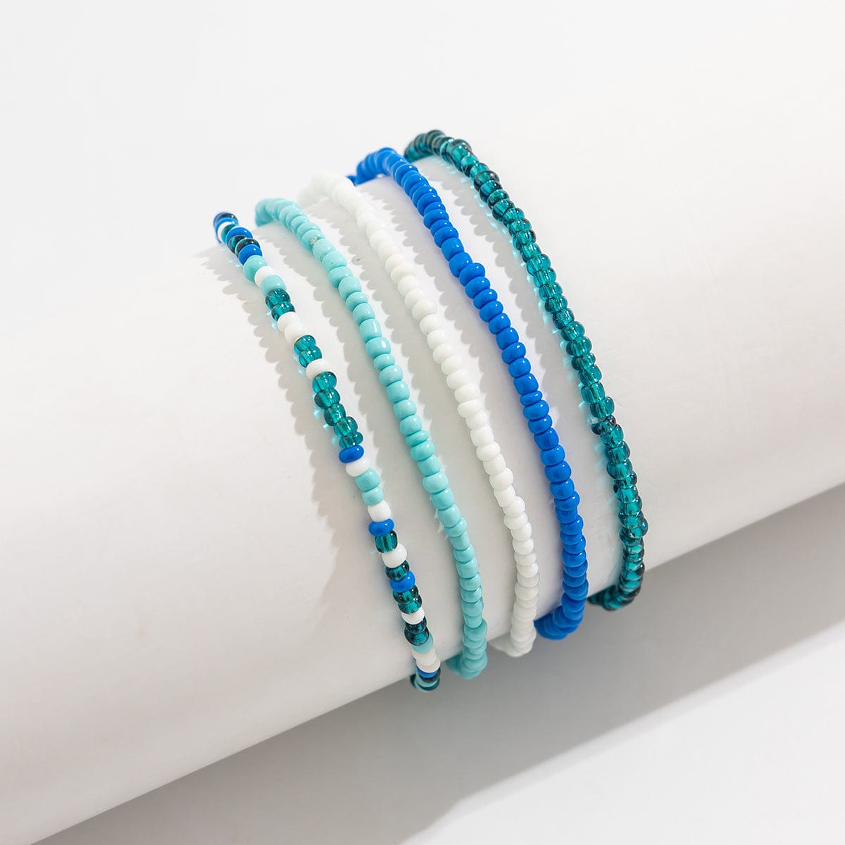 Boho Lagdelt Ocean Stil Krystal Perle Stabelbare Ankel Sæt
