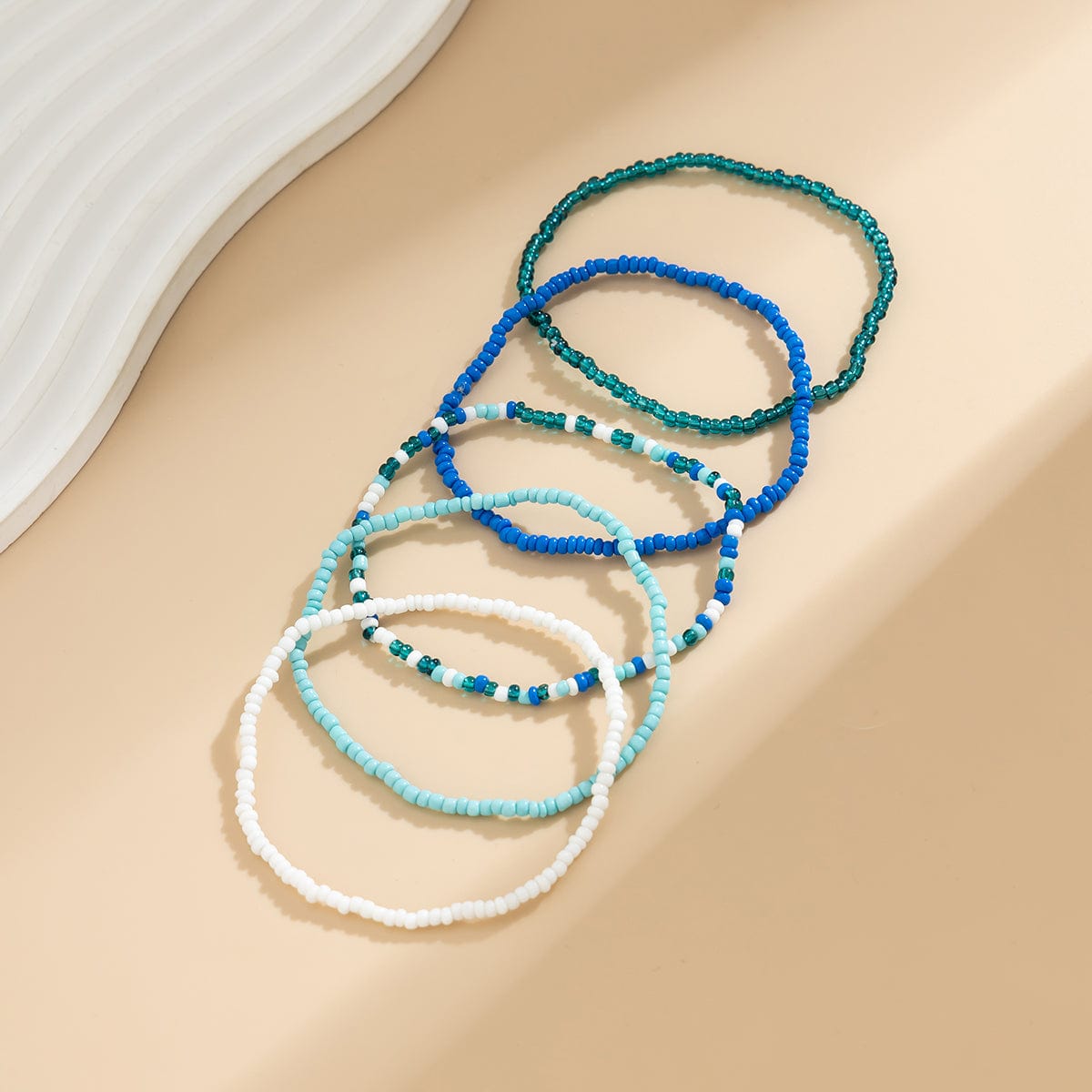 Boho Lagdelt Ocean Stil Krystal Perle Stabelbare Ankel Sæt
