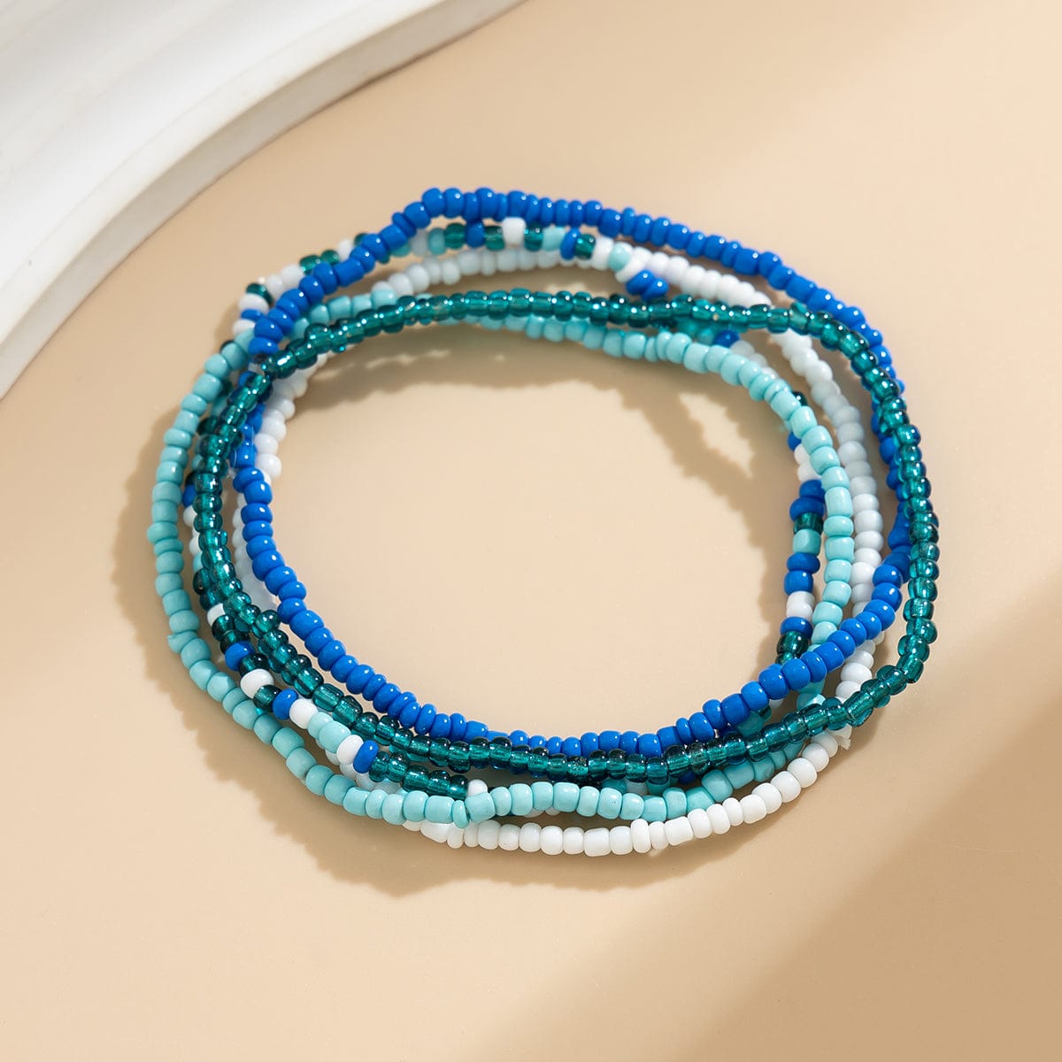 Boho Lagdelt Ocean Stil Krystal Perle Stabelbare Ankel Sæt