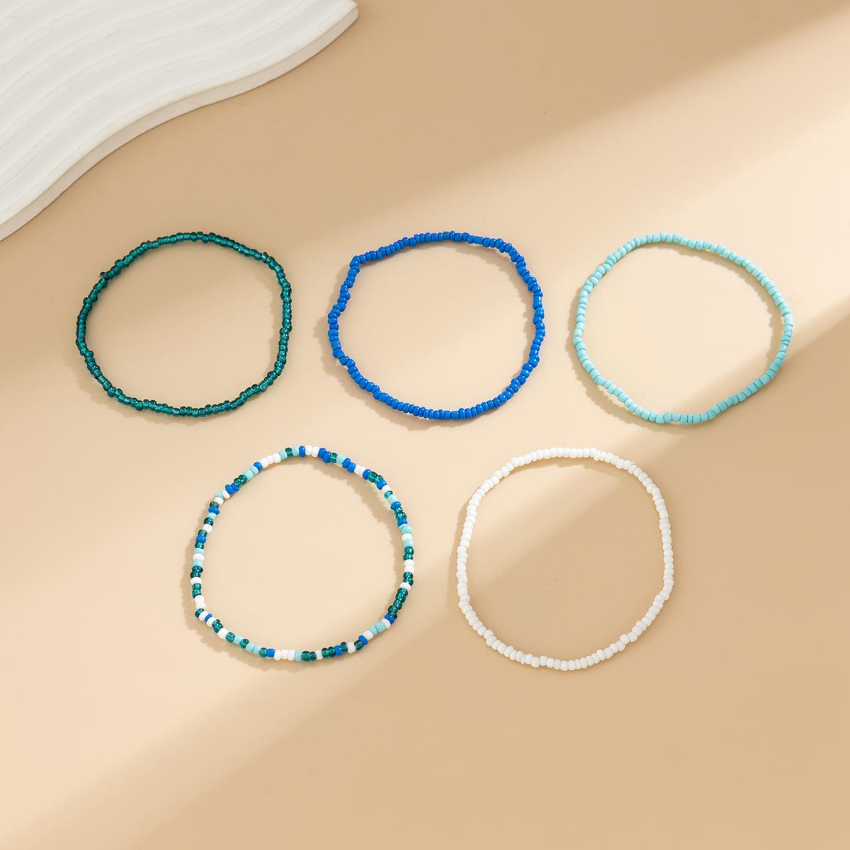 Boho Lagdelt Ocean Stil Krystal Perle Stabelbare Ankel Sæt