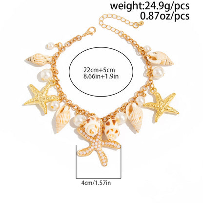 Boho Perle Indlagt Søstjerne Conch Fryns Anklet