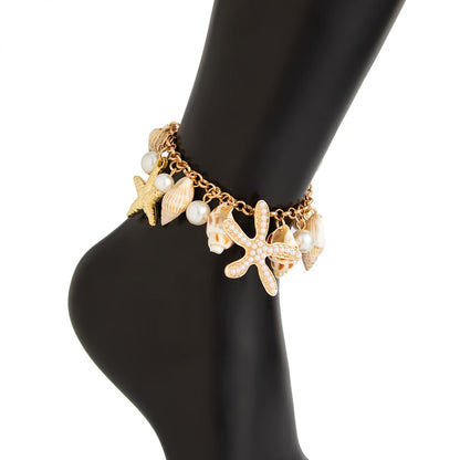 Boho Perle Indlagt Søstjerne Conch Fryns Anklet