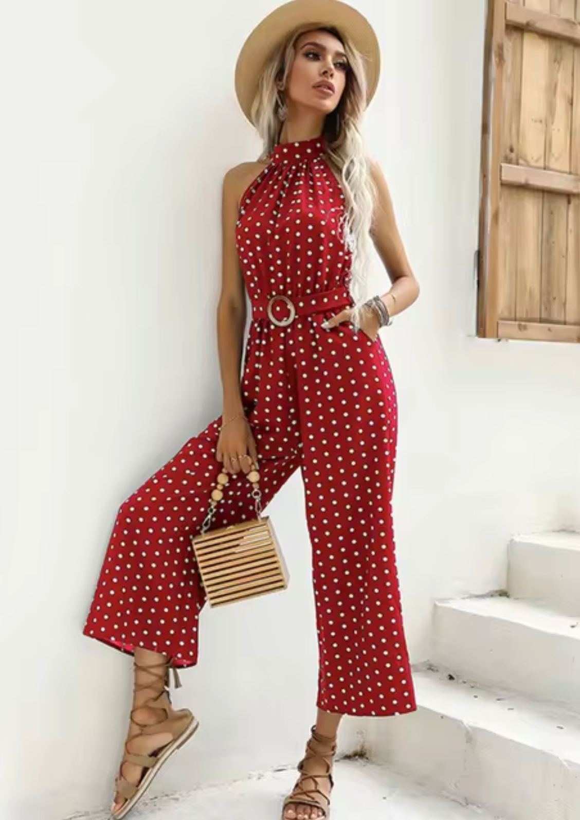 Stilla | Kombination Rygfri Jumpsuit med Pletter