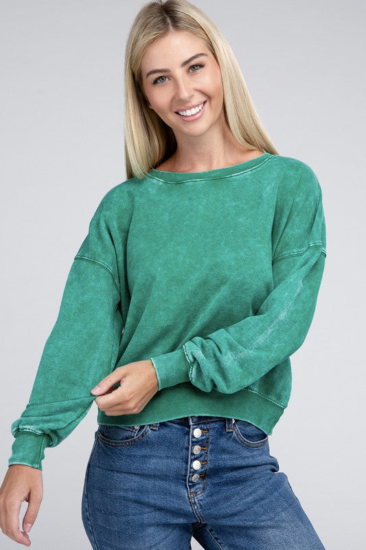 Stilla | Terry Acid Wash Båd Hals Pullover