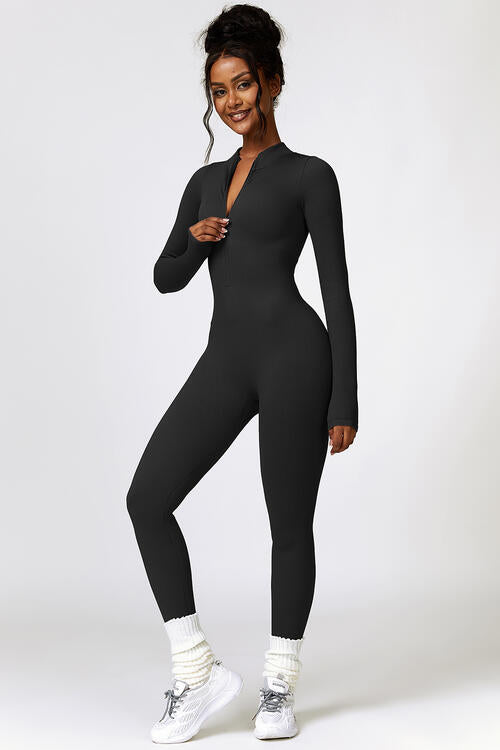 Stilla | Zip Langærmet Aktiv Jumpsuit