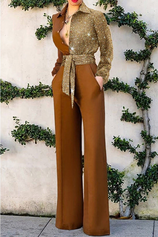 Stilla | Spotlight Smile Farveblok Knude Talje Jumpsuit