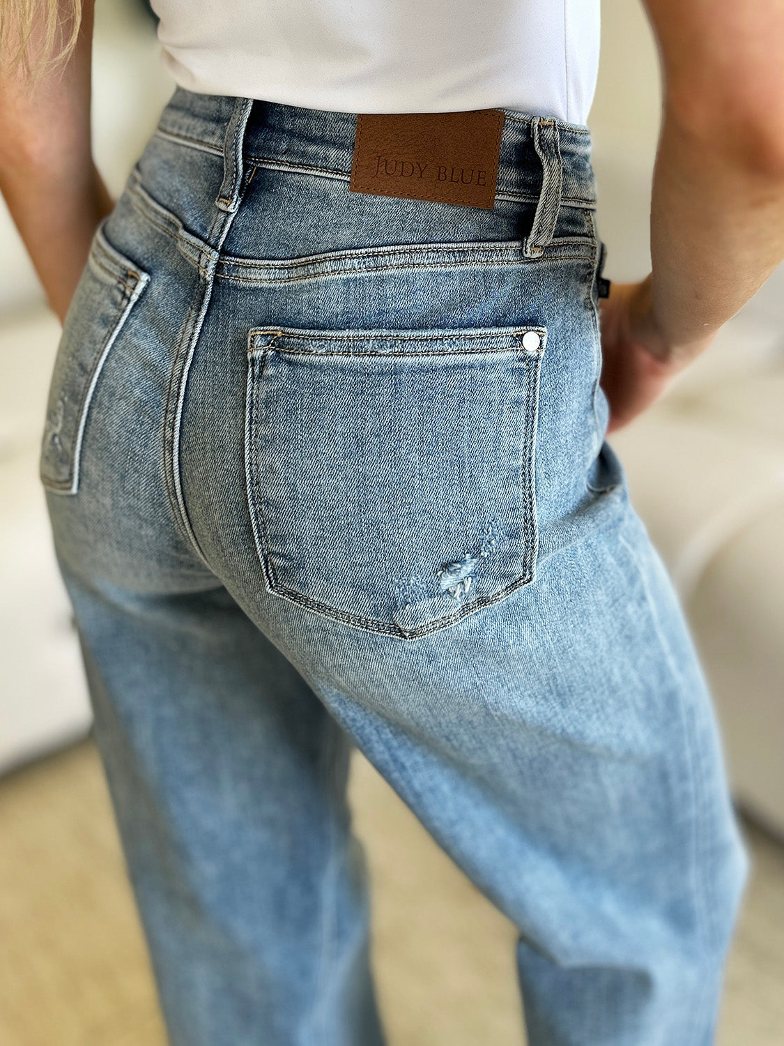 Stilla | Blå Fulde Størrelse Høj Talje Lige Jeans