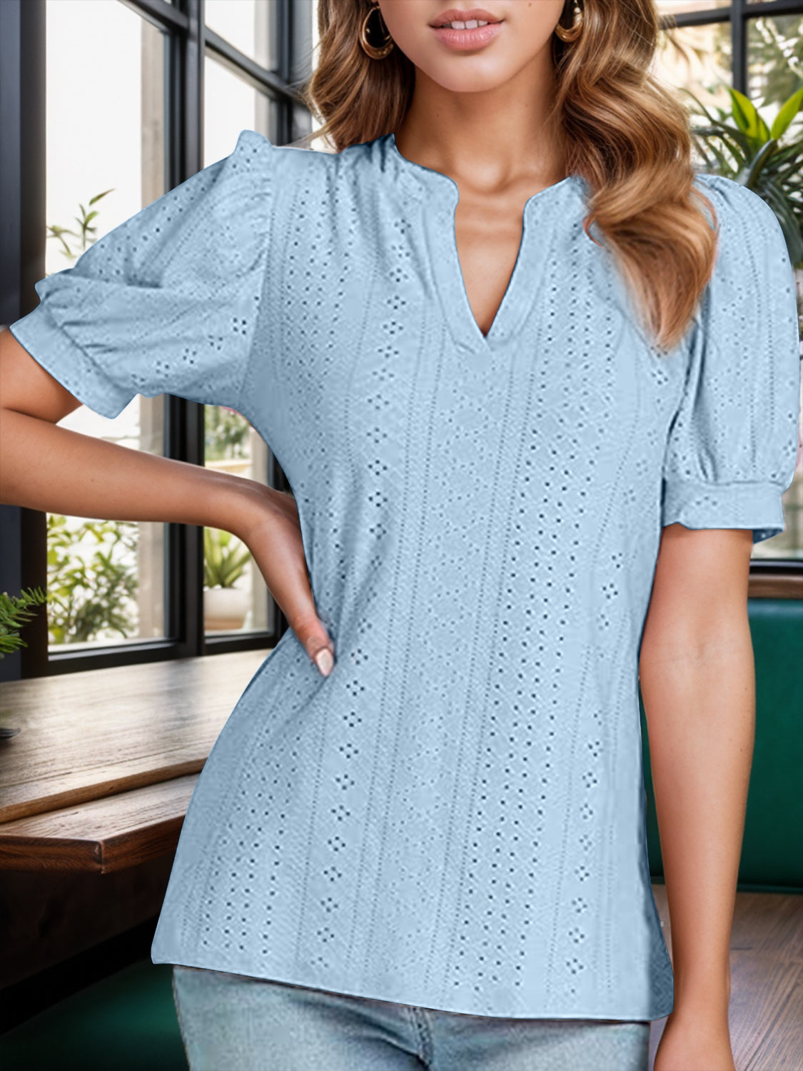 Stilla | Notched Kortærmet Bluse