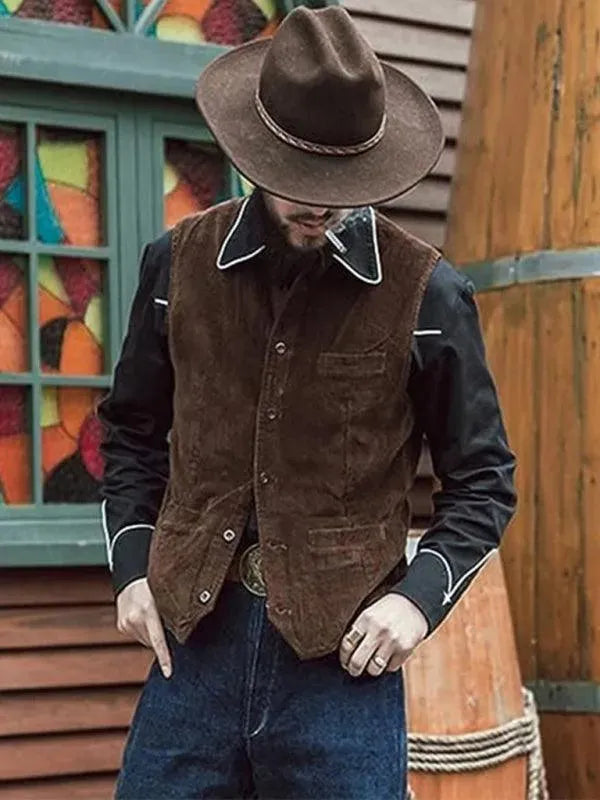 Stilla | Lædervest V-hals Mænd Veste