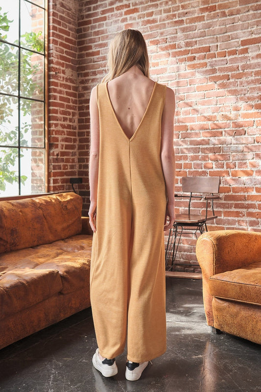 Stilla | Femme V-hals Uden Ærmer Bred Ben Jumpsuit