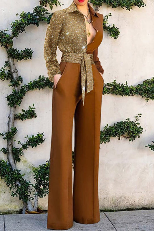 Stilla | Spotlight Smile Farveblok Knude Talje Jumpsuit