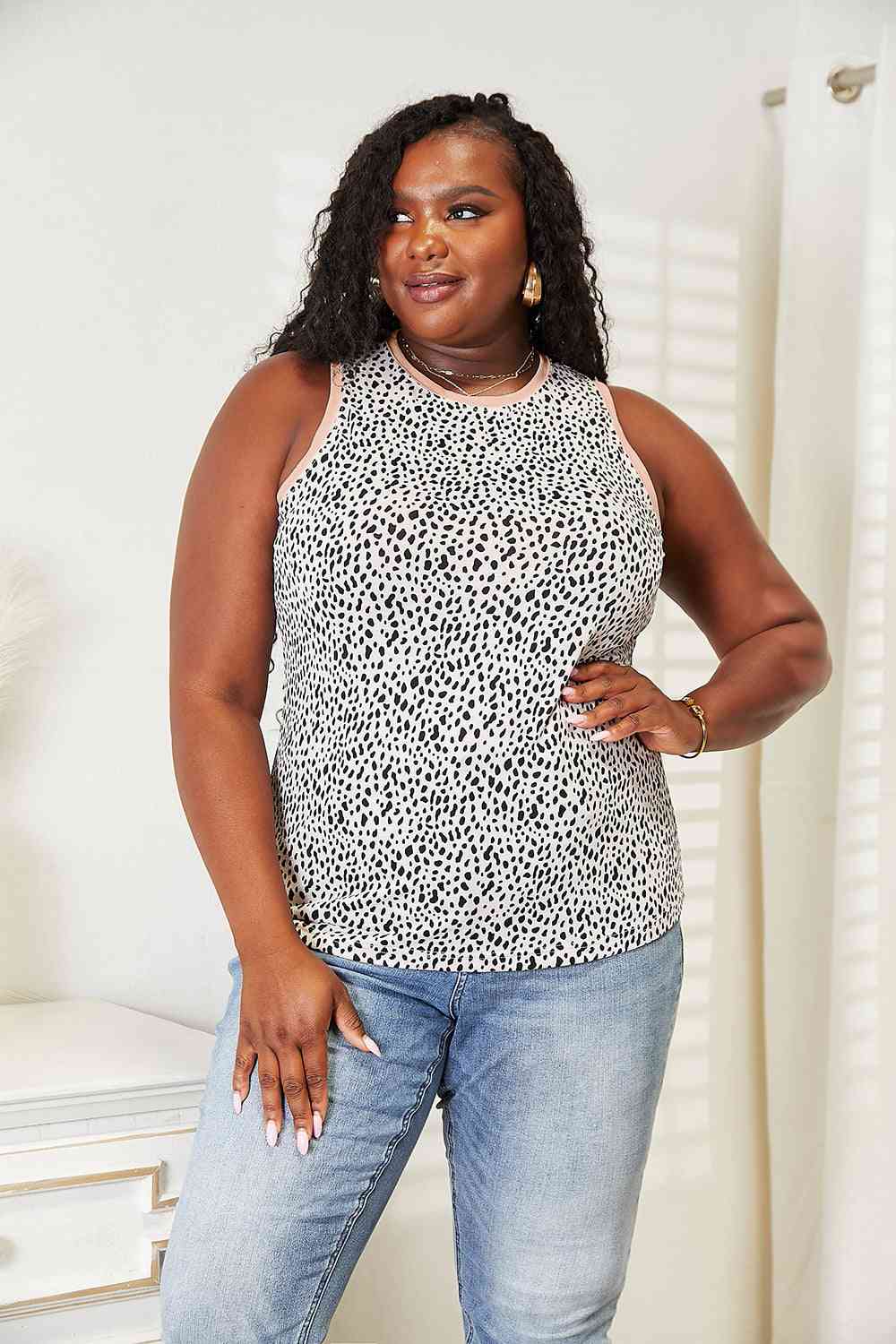 Stilla | Tag Printet Rund Hals Tank