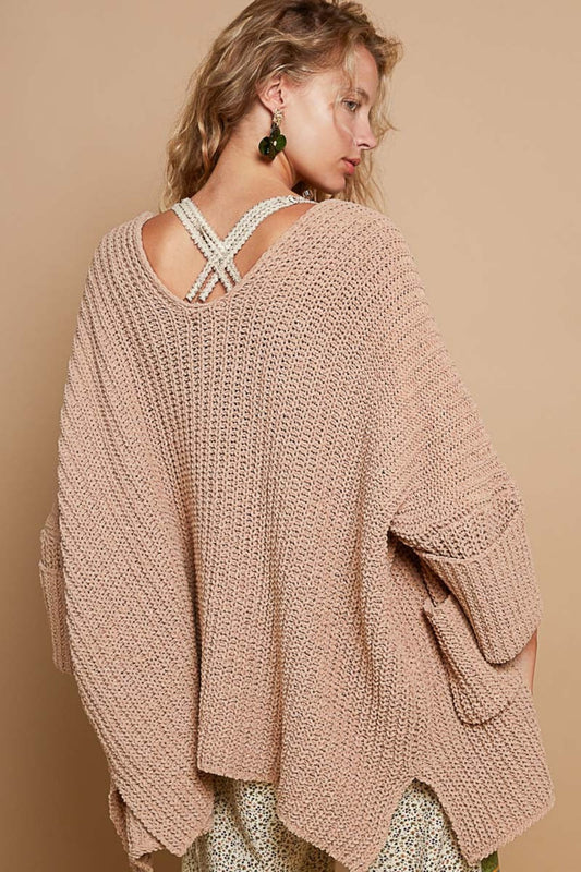 Stilla | Åben Front Sweater Cardigan med Lommer