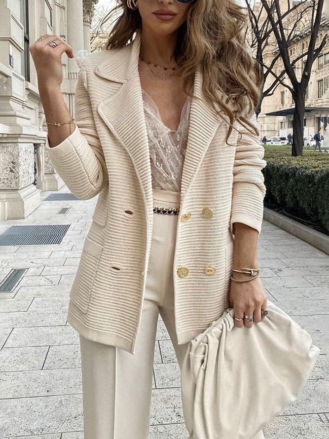 Stilla | Vest Blazer Af Creme Bomuld
