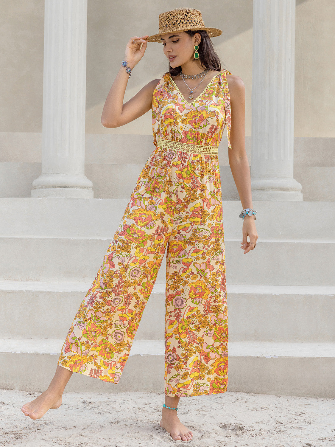 Stilla | V-hals Bind Skulder Jumpsuit