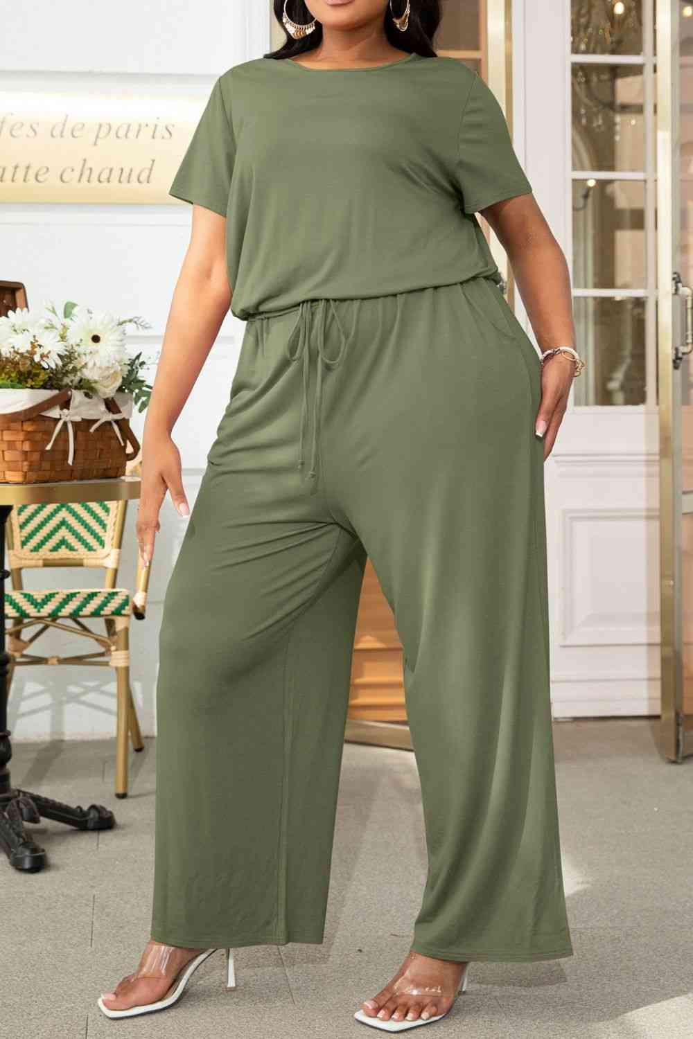 Stilla | Størrelse Drawstring Waist Kortærmet Jumpsuit