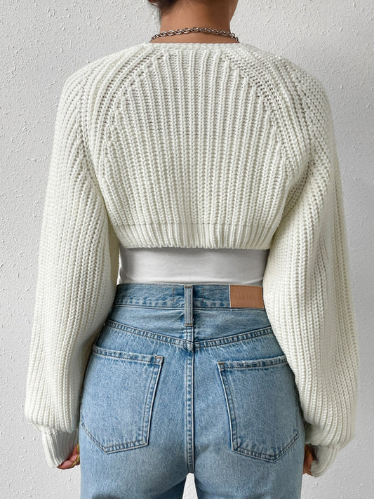 Stilla | Åben Front Langærmet Cropped Cardigan