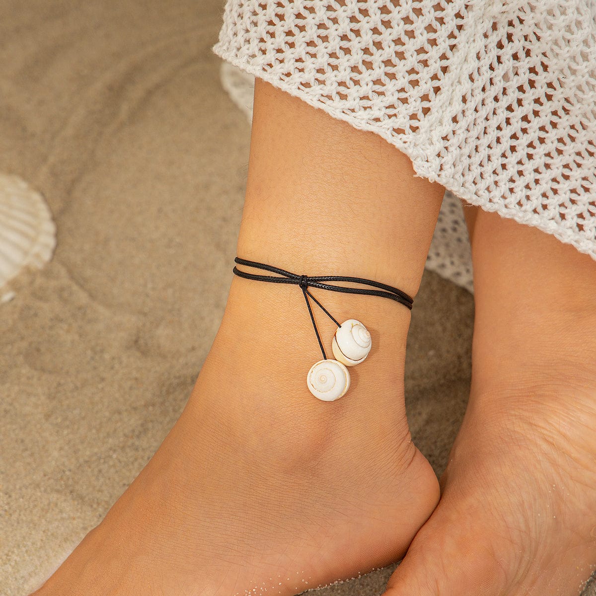 Chic Boho Shell Charm Voks Snor Perle Anklet