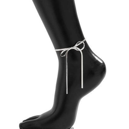 Chic Minimalist Sløjfe Herringbone Kæde Anklet