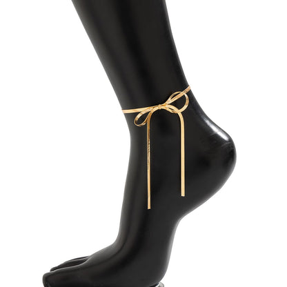 Chic Minimalist Sløjfe Herringbone Kæde Anklet