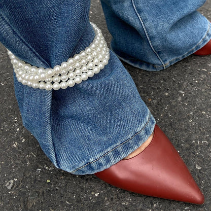 Chic Pearl Lang Kæde Ankelrem