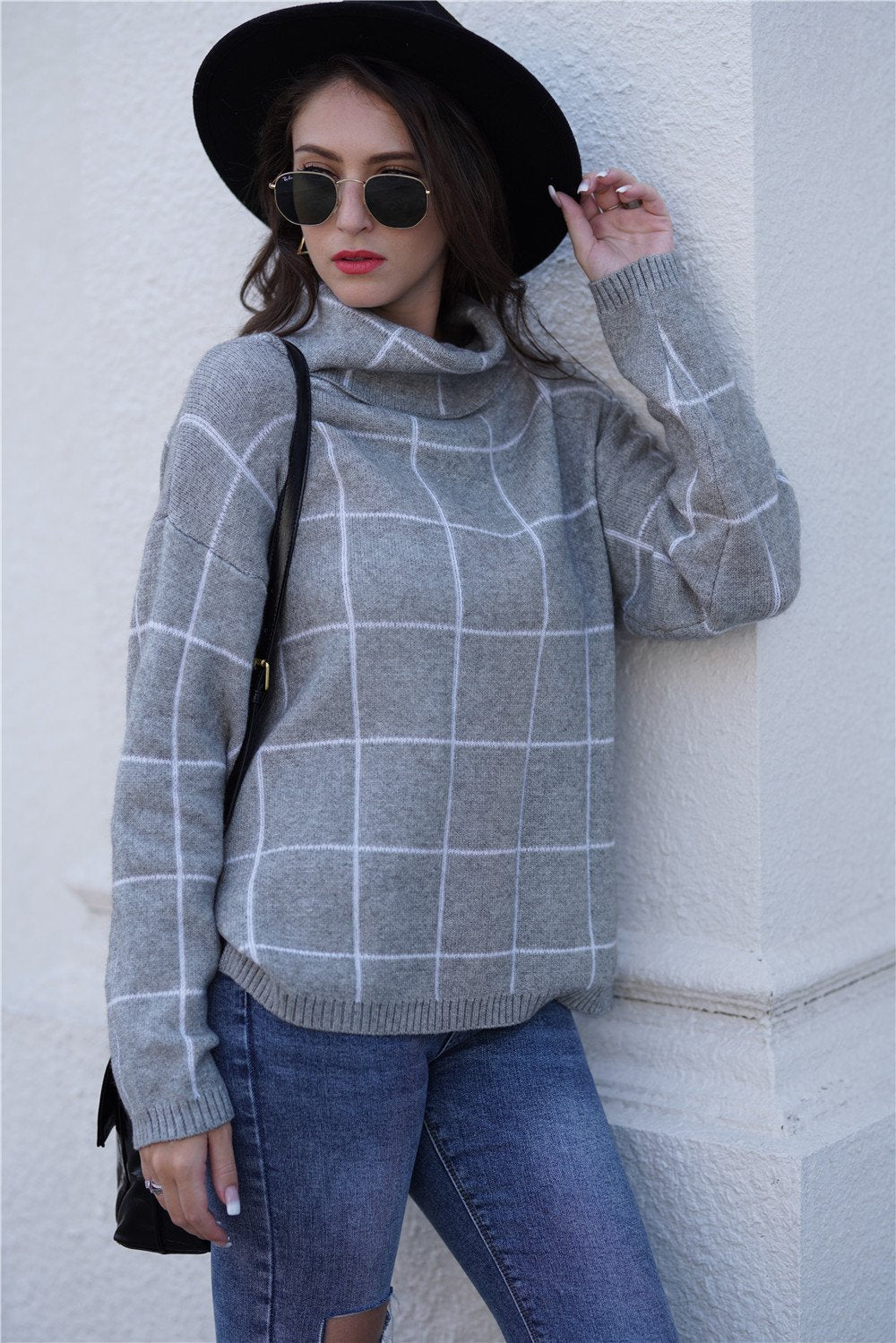 Stilla | Turtleneck Løs Plaid Til Damer