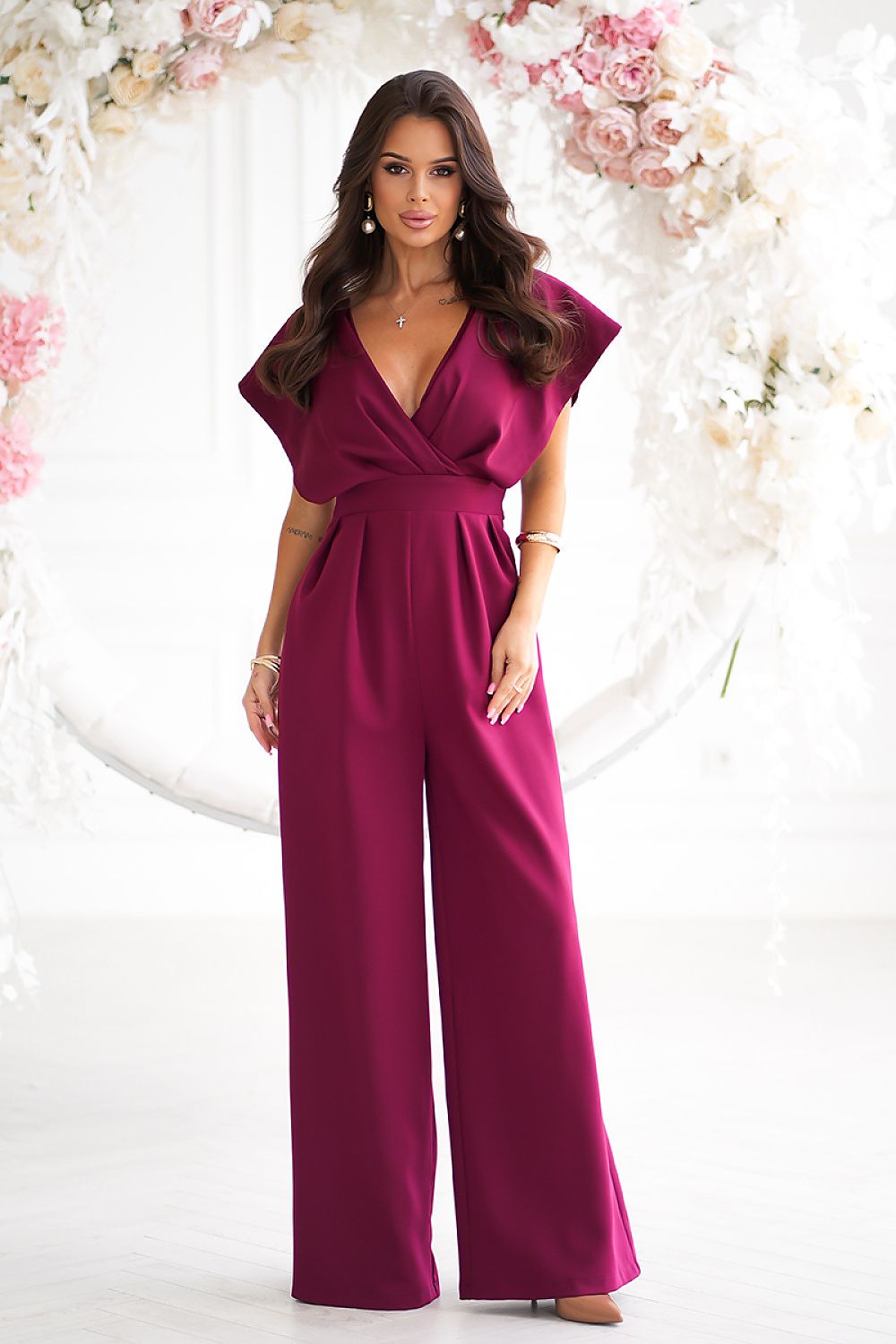 Stilla | Ud Talje Bred Ben Udsvinget Ærmer Jumpsuit Bicotone
