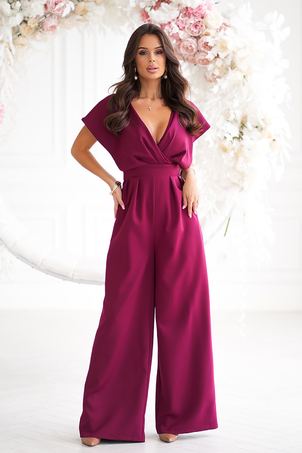 Stilla | Ud Talje Bred Ben Udsvinget Ærmer Jumpsuit Bicotone
