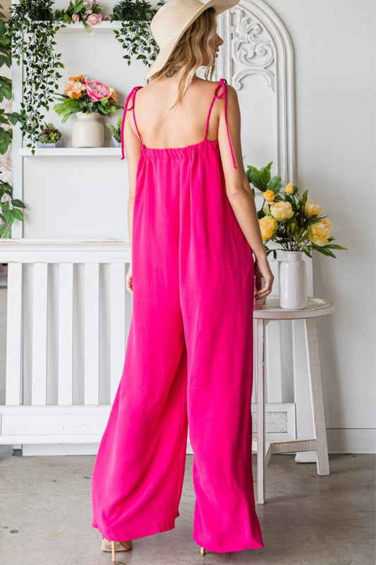 Stilla | Pocketed Spaghetti Strap Bred Ben Jumpsuit