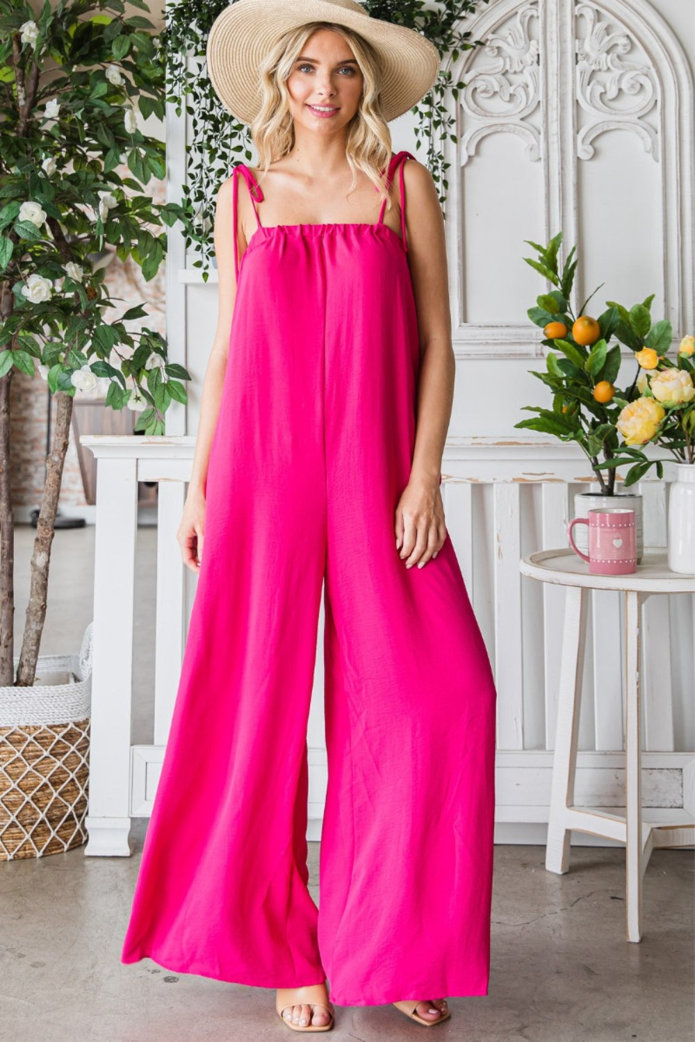 Stilla | Pocketed Spaghetti Strap Bred Ben Jumpsuit