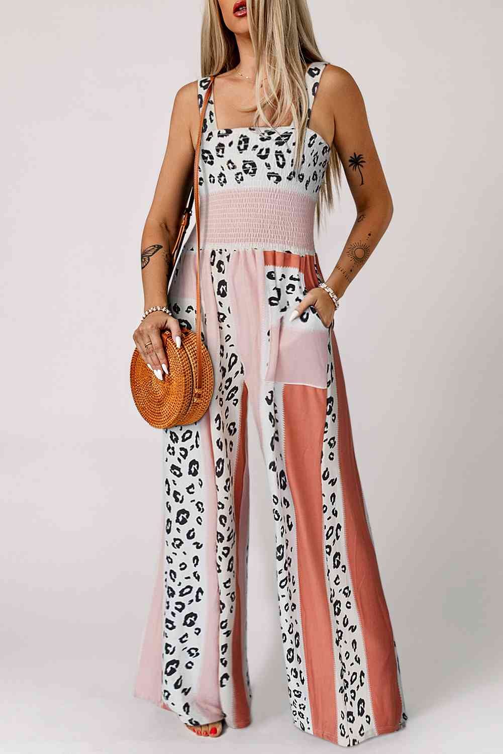 Stilla | Farveblok Smocked Jumpsuit