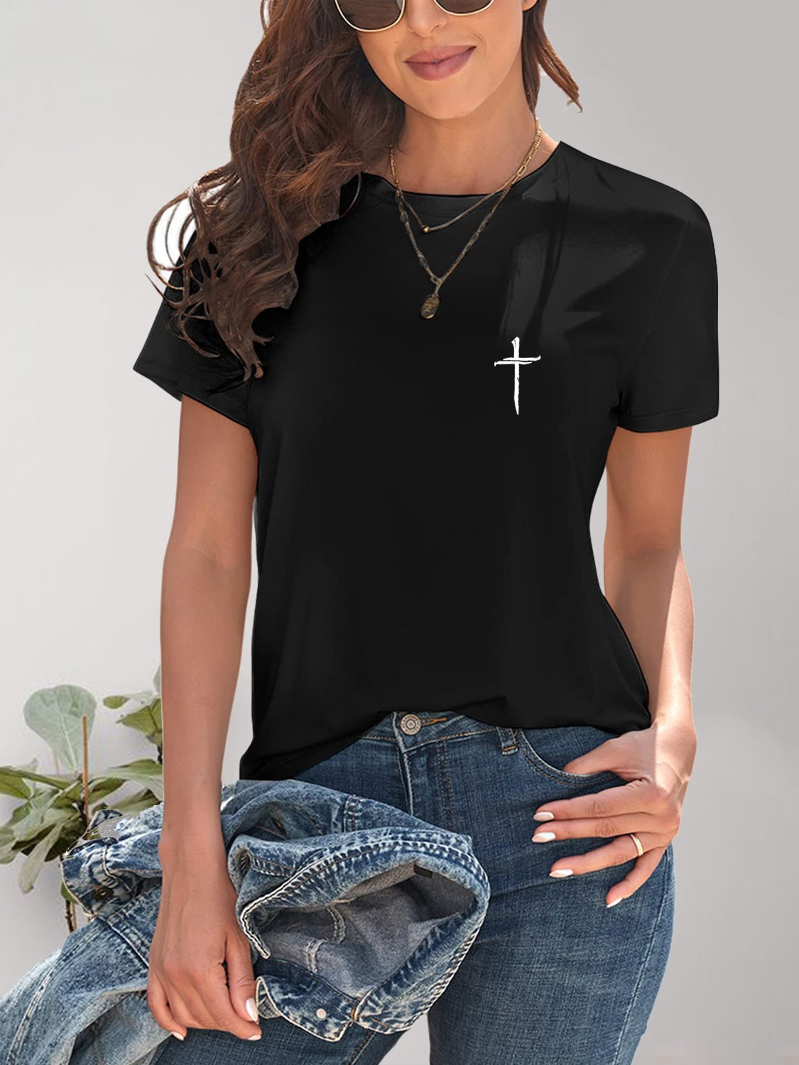 Stilla | Grafisk Rund Hals T-shirt