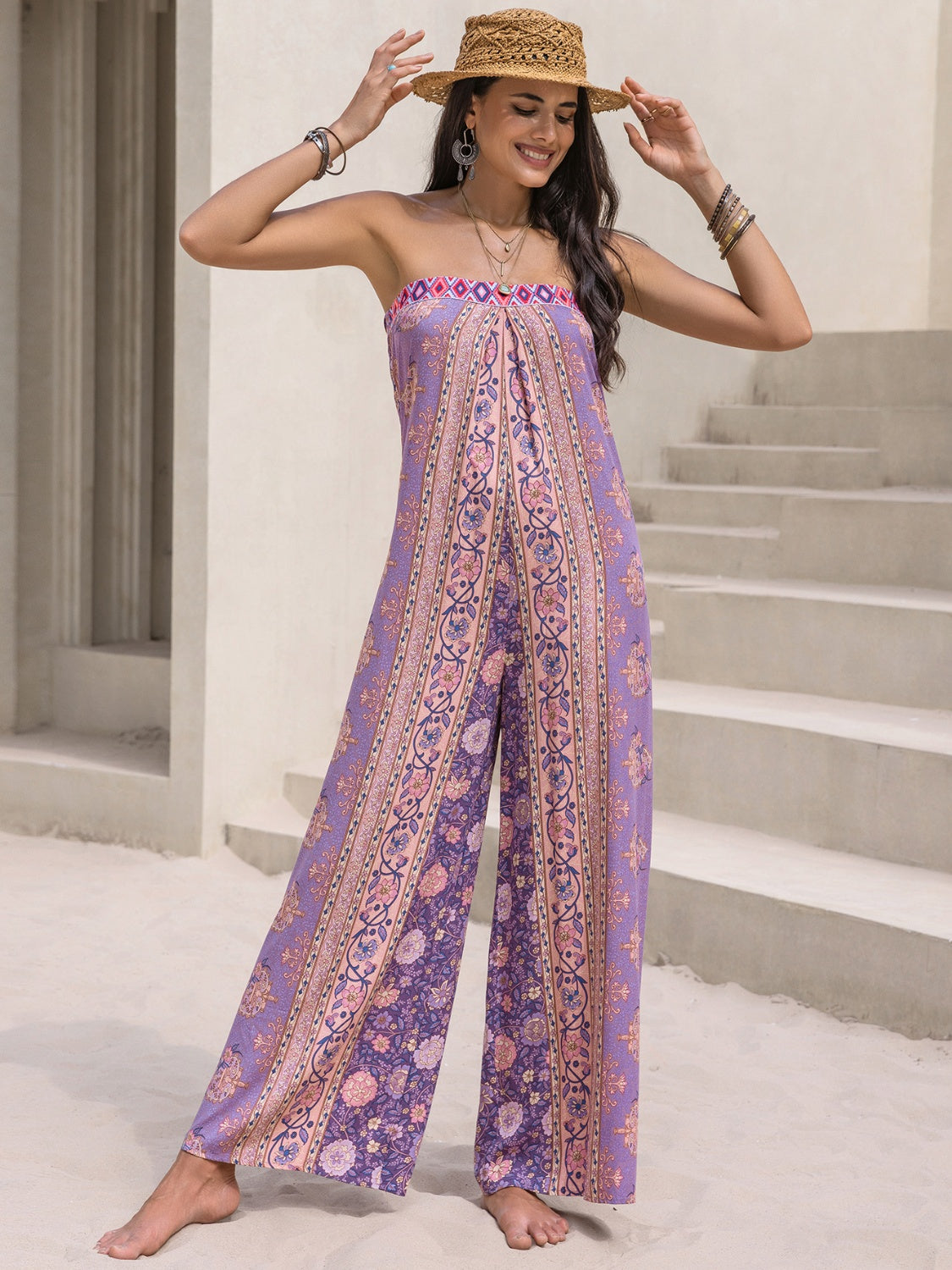 Stilla | Trykt Rør Bred Ben Jumpsuit