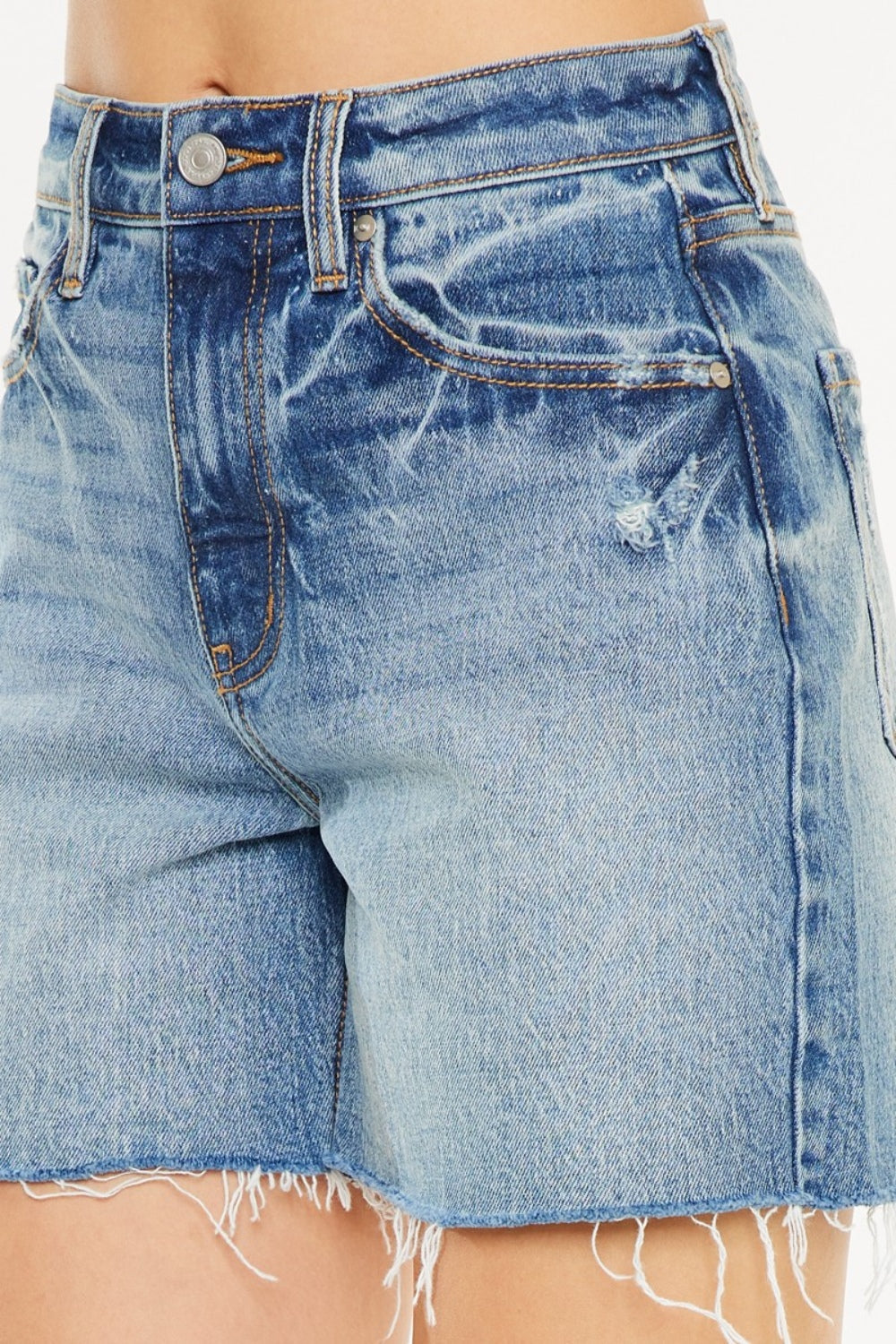 Stilla | Full Size Raw Hem Høj Talje Denim Shorts