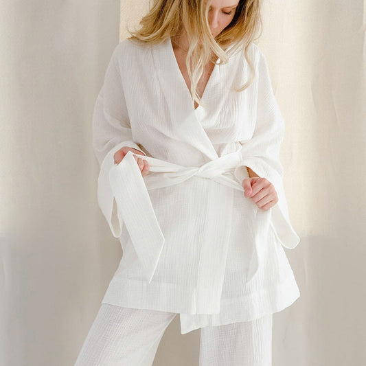 Stilla | Kimono Blazer Bundet Top Bred Ben Bukser Co Ord Sæt