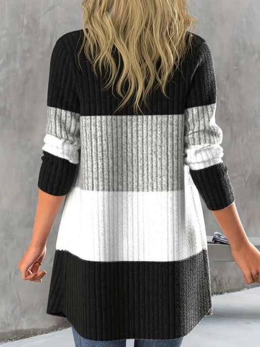 Stilla | Block Åben Front Langærmet Cardigan