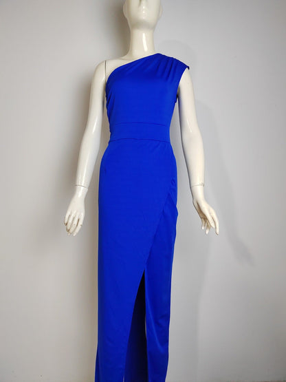 Stilla | Elegant Formal Solid Flits Asymmetrisk Skrå Krave Aftenkjoler